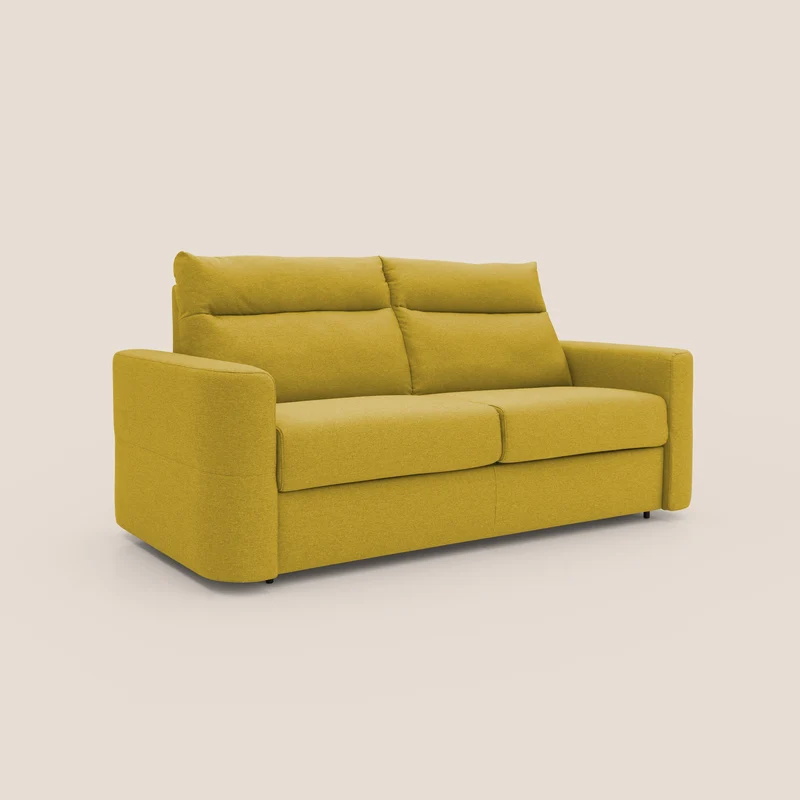 Cupido Canapé convertible matelas H18 cm au dossier haut moelleux en tissu imperméable T13 jaune