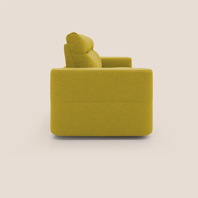 Cupido Canapé convertible matelas H18 cm au dossier haut moelleux en tissu imperméable T13 jaune