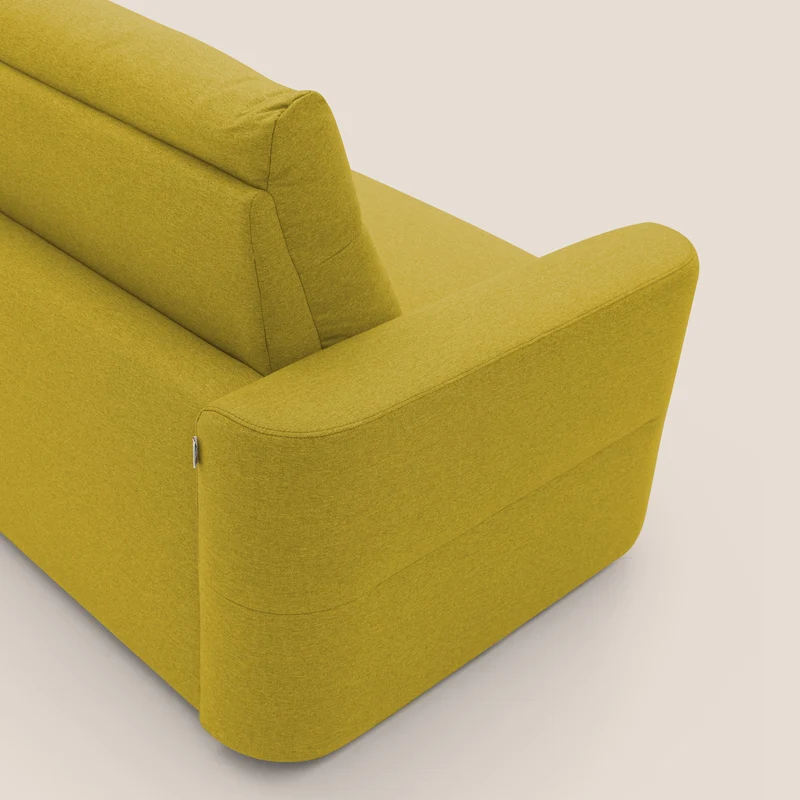 Cupido Canapé convertible matelas H18 cm au dossier haut moelleux en tissu imperméable T13 jaune