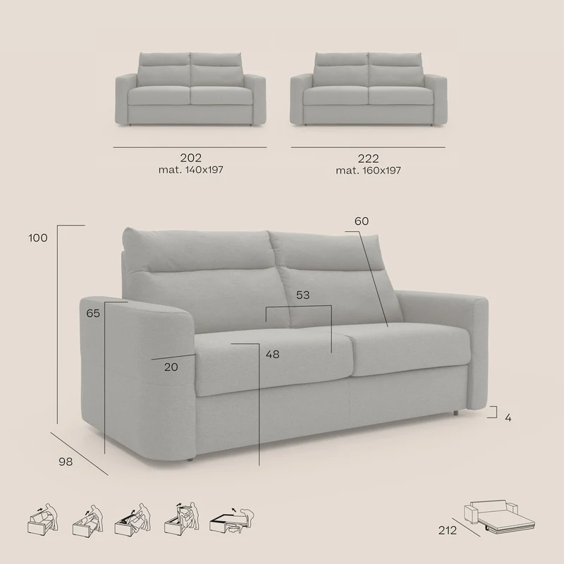 Cupido Canapé convertible matelas H18 cm au dossier haut moelleux en tissu imperméable T13 jaune