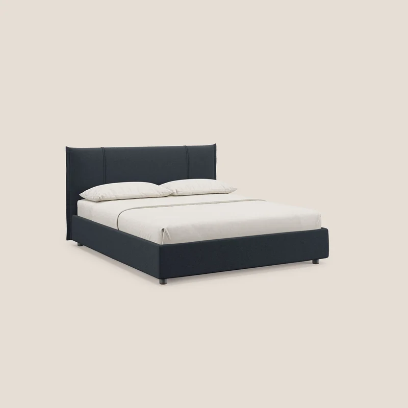 Alicia lit rembourré avec coffre de rangement en tissu imperméable T14 bleu