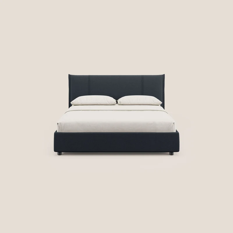Alicia lit rembourré avec coffre de rangement en tissu imperméable T14 bleu
