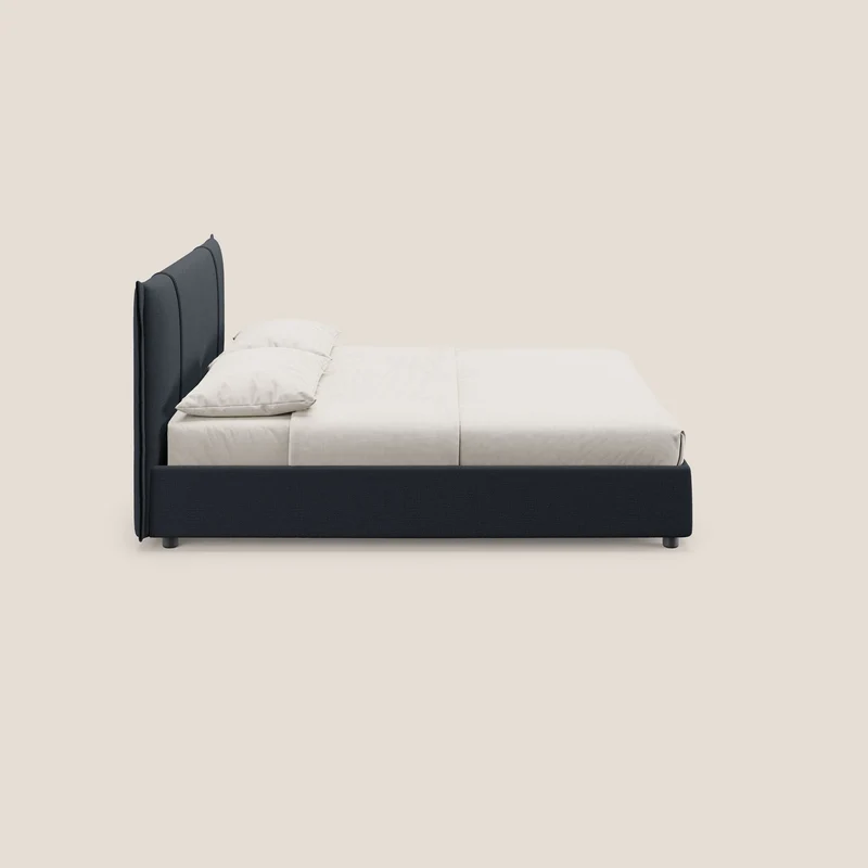Alicia lit rembourré avec coffre de rangement en tissu imperméable T14 bleu