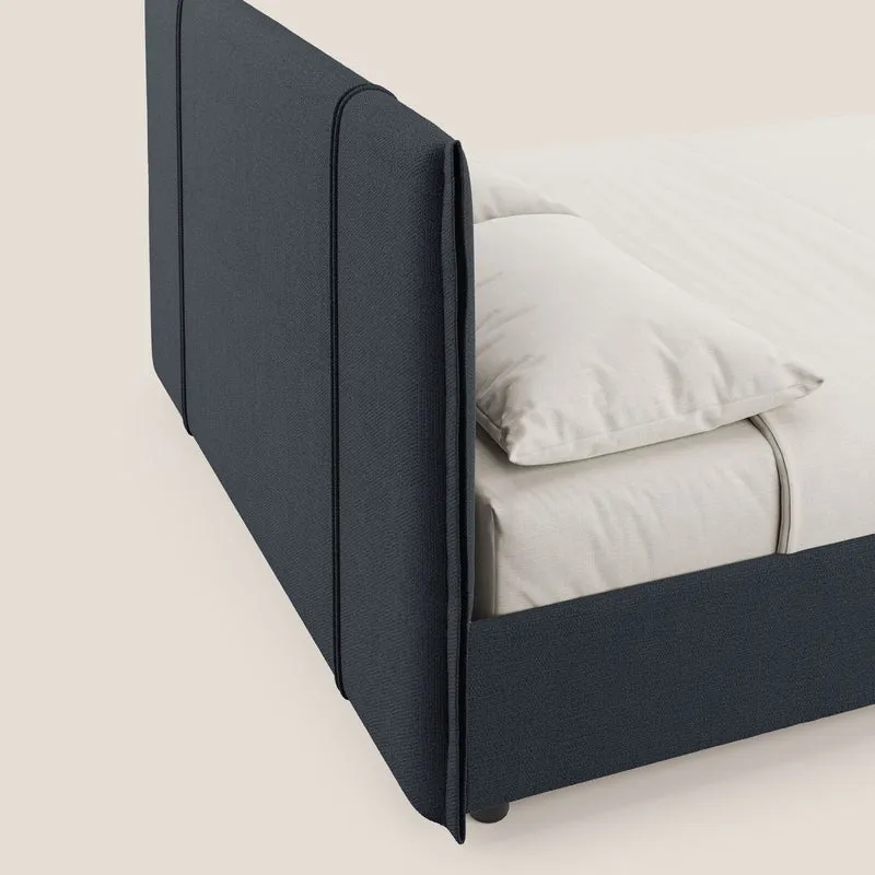 Alicia lit rembourré avec coffre de rangement en tissu imperméable T14 bleu
