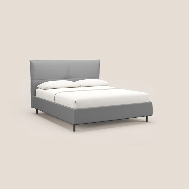 Izumi Lit rembourré avec coffre et pieds hauts en tissu détachable T05 gris