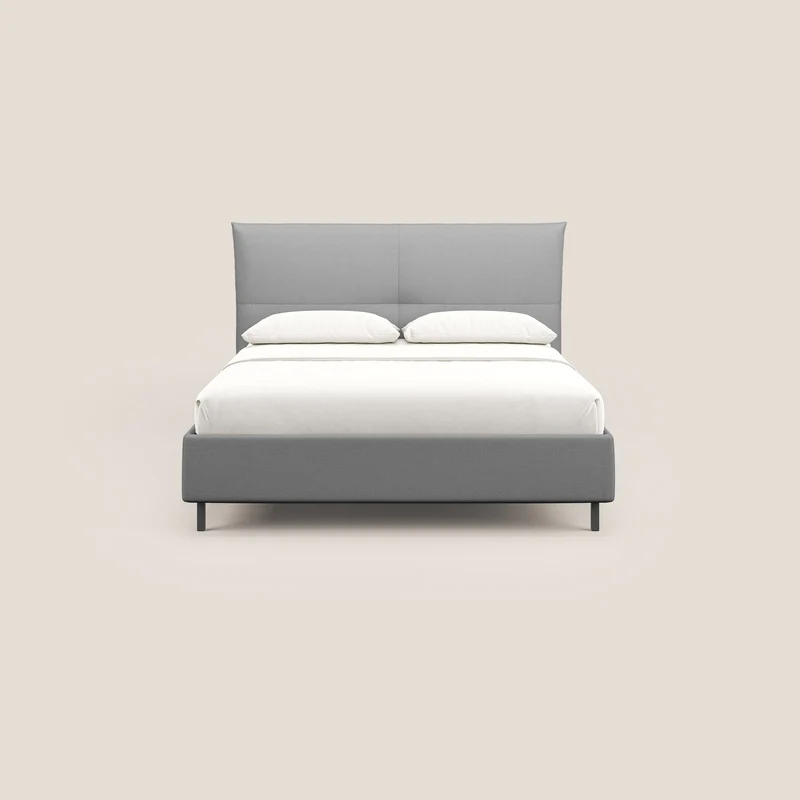Izumi Lit rembourré avec coffre et pieds hauts en tissu détachable T05 gris