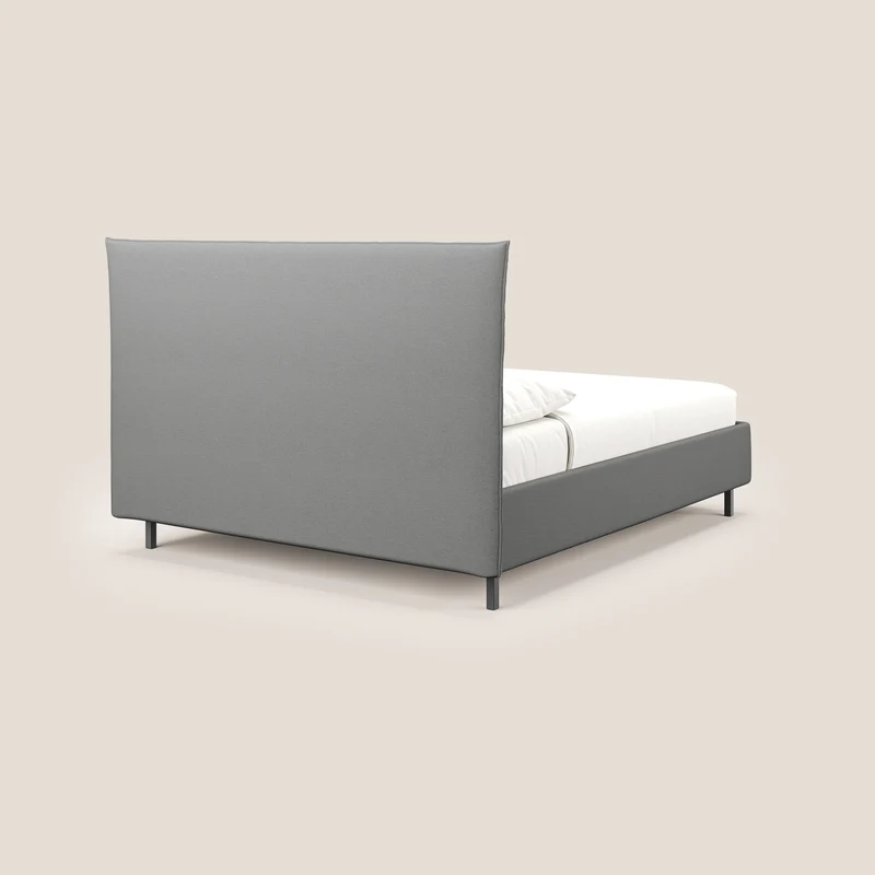 Izumi Lit rembourré avec coffre et pieds hauts en tissu détachable T05 gris