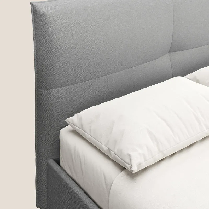 Izumi Lit rembourré avec coffre et pieds hauts en tissu détachable T05 gris