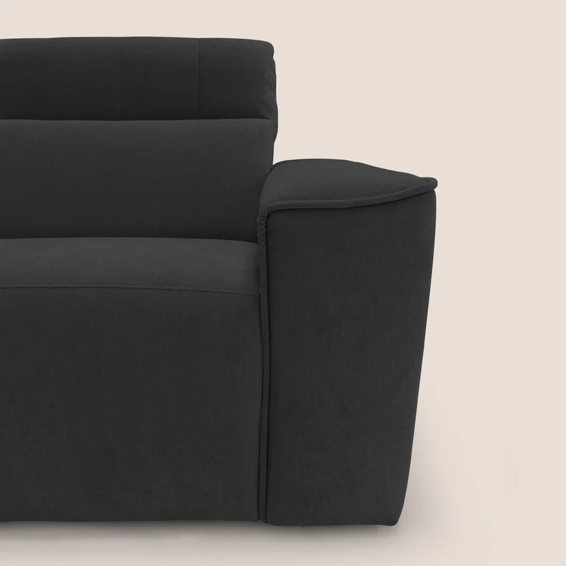 Clark Canapé modulable avec 3 assises et avec option relax électrique en tissu imperméable et détachable T17 noir