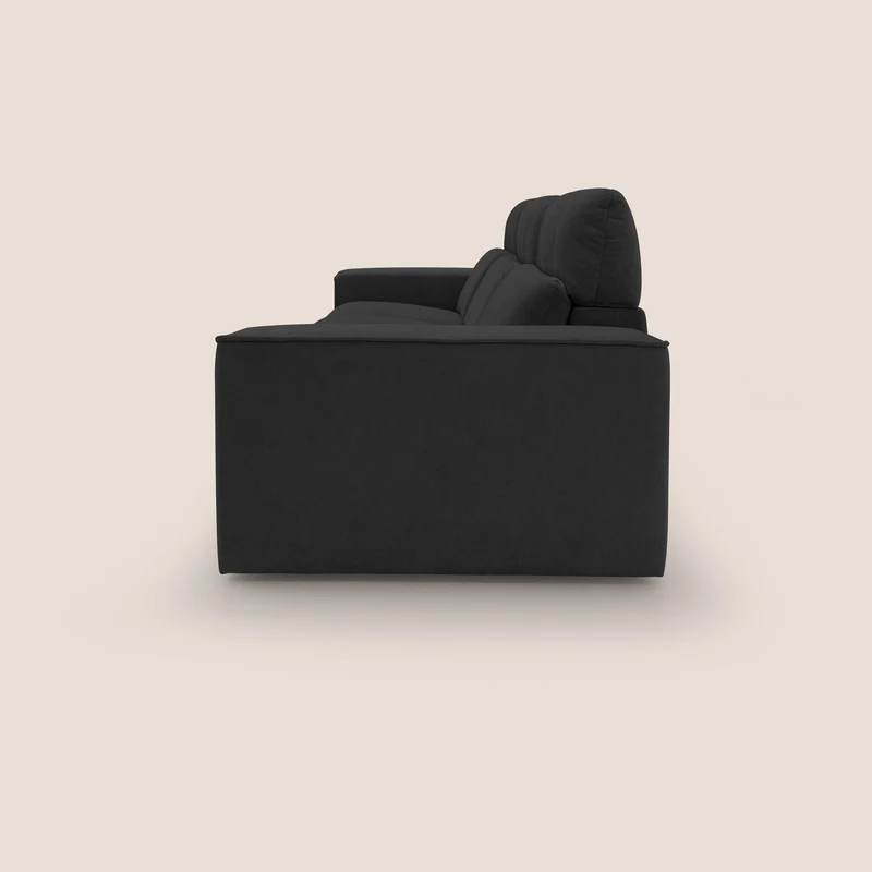 Clark Canapé modulable avec 3 assises et avec option relax électrique en tissu imperméable et détachable T17 noir