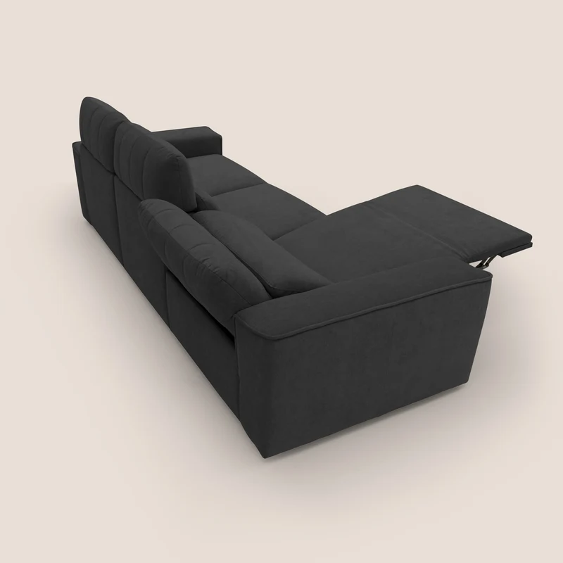 Clark Canapé modulable avec 3 assises et avec option relax électrique en tissu imperméable et détachable T17 noir