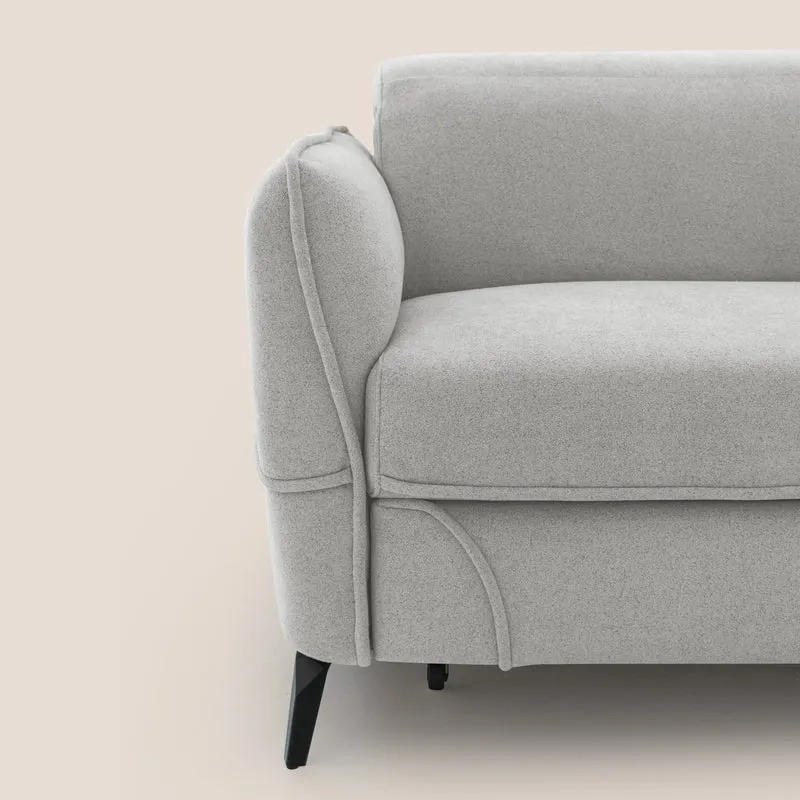Bloom canapé avec repose-pieds extractible pieds hauts et têtières réglables en bouclette imperméable T07 gris