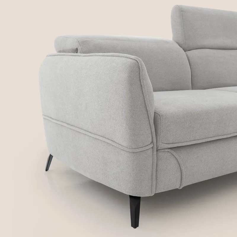Bloom canapé avec repose-pieds extractible pieds hauts et têtières réglables en bouclette imperméable T07 gris