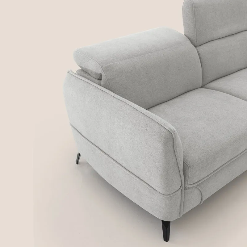 Bloom canapé avec repose-pieds extractible pieds hauts et têtières réglables en bouclette imperméable T07 gris