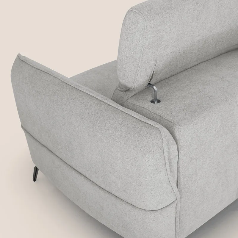 Bloom canapé avec repose-pieds extractible pieds hauts et têtières réglables en bouclette imperméable T07 gris
