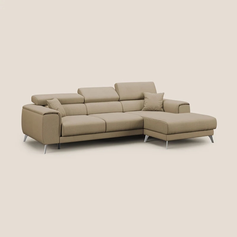 Fusion Canapé d'angle avec assises amovibles en tissu doux antitache T05 beige