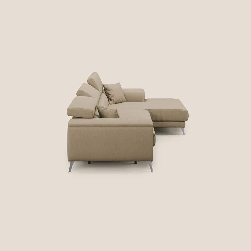 Fusion Canapé d'angle avec assises amovibles en tissu doux antitache T05 beige