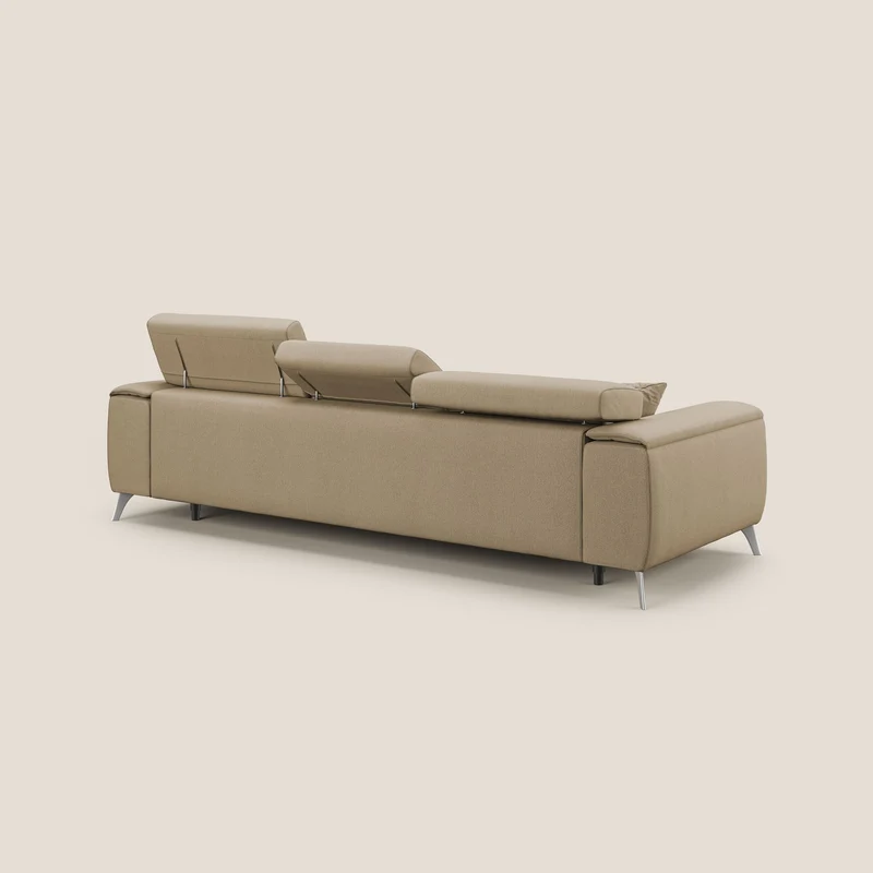 Fusion Canapé d'angle avec assises amovibles en tissu doux antitache T05 beige