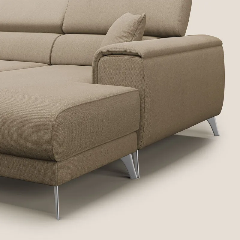 Fusion Canapé d'angle avec assises amovibles en tissu doux antitache T05 beige