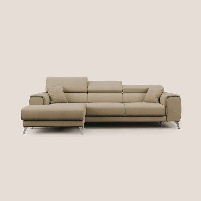 Fusion Canapé d'angle avec assises amovibles en tissu doux antitache T05 beige