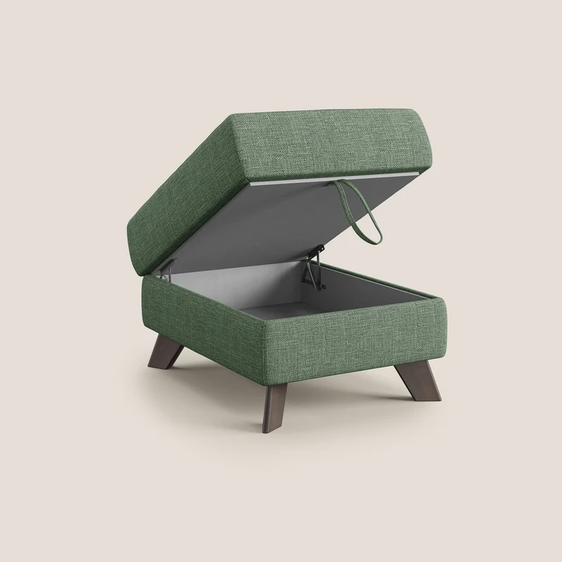 Moon Pouf coffre aux pieds hauts en tissu doux entrelacé soft-touch imperméable T06 vert
