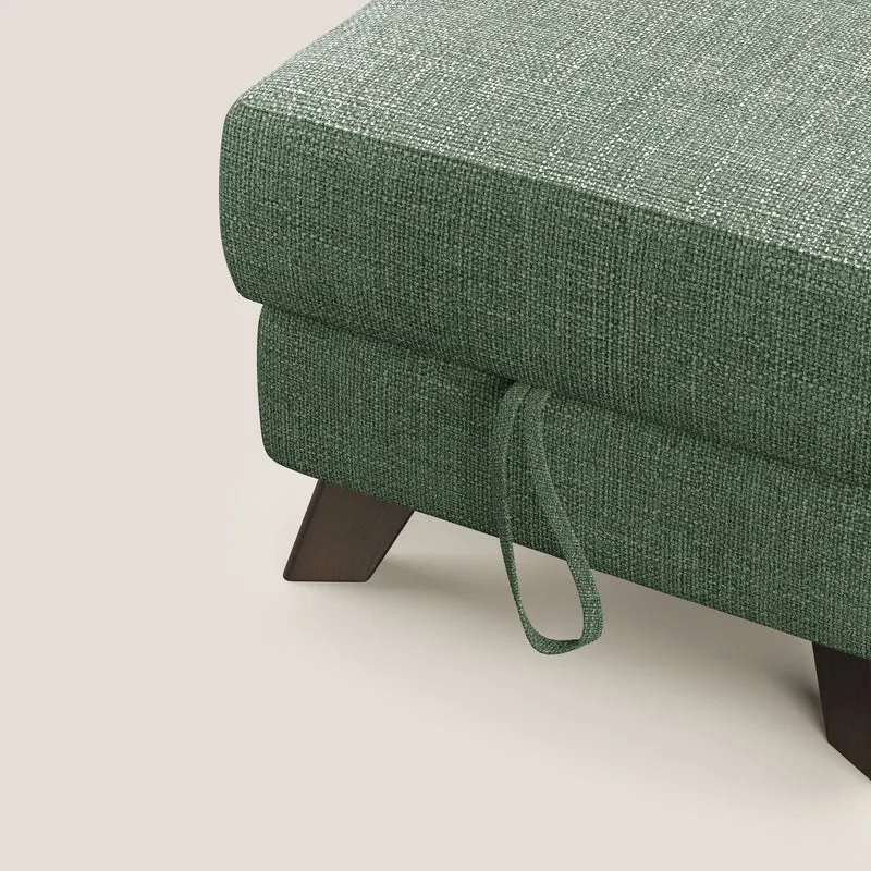 Moon Pouf coffre aux pieds hauts en tissu doux entrelacé soft-touch imperméable T06 vert