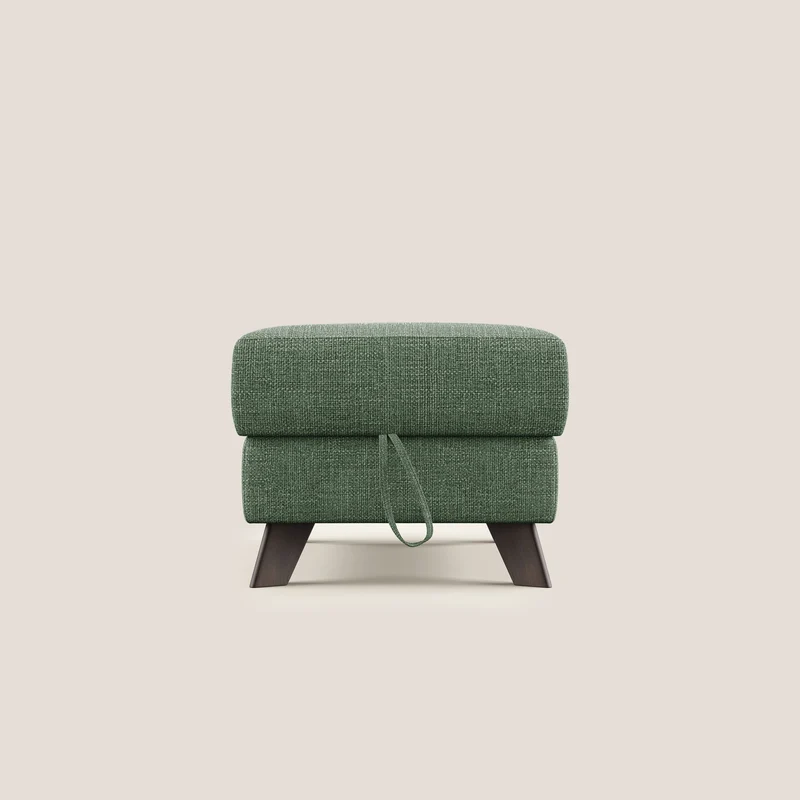 Moon Pouf coffre aux pieds hauts en tissu doux entrelacé soft-touch imperméable T06 vert