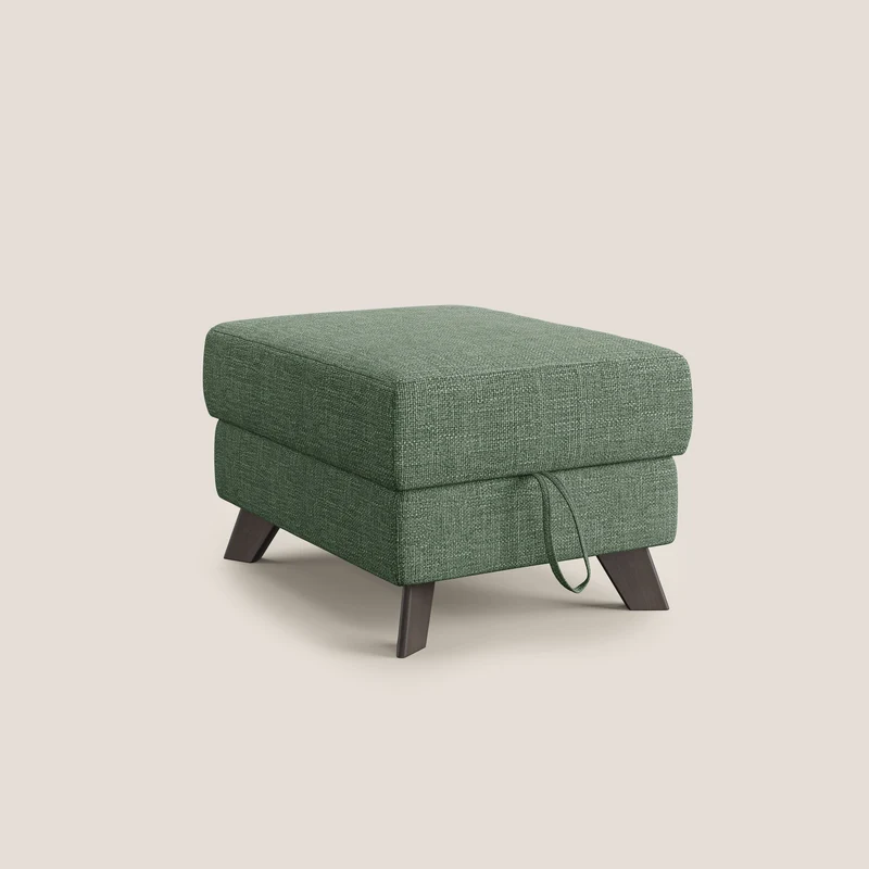 Moon Pouf coffre aux pieds hauts en tissu doux entrelacé soft-touch imperméable T06 vert