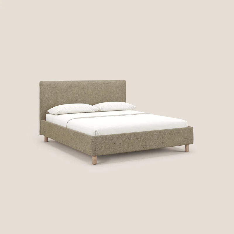 Serena lit coffre scandinave compact en tissu flammé imperméable T03 beige