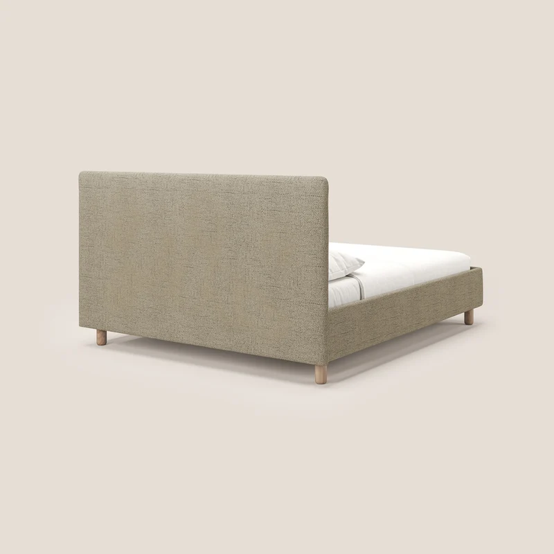 Serena lit coffre scandinave compact en tissu flammé imperméable T03 beige