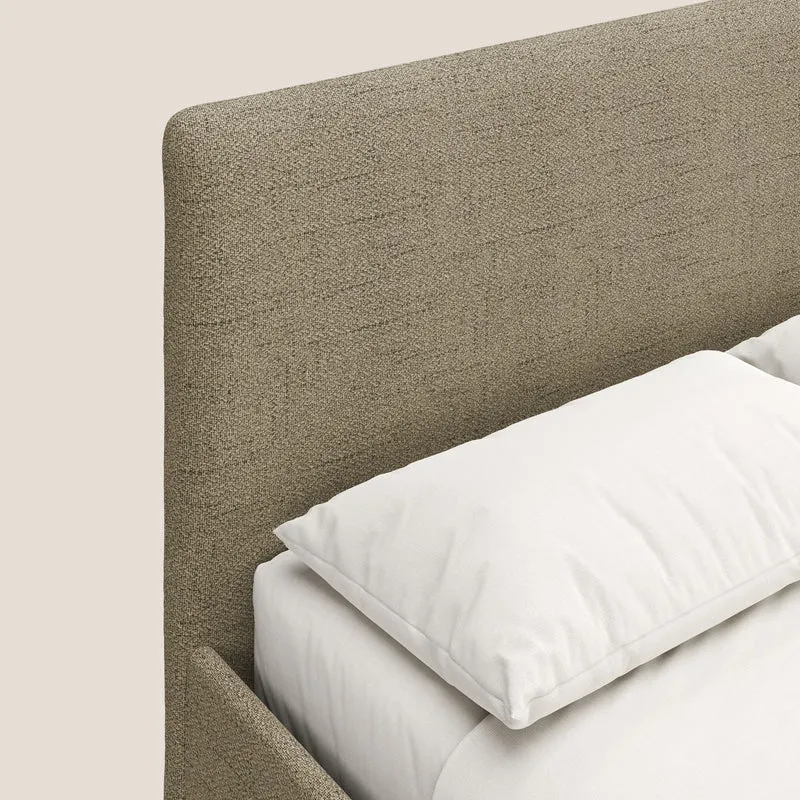 Serena lit coffre scandinave compact en tissu flammé imperméable T03 beige