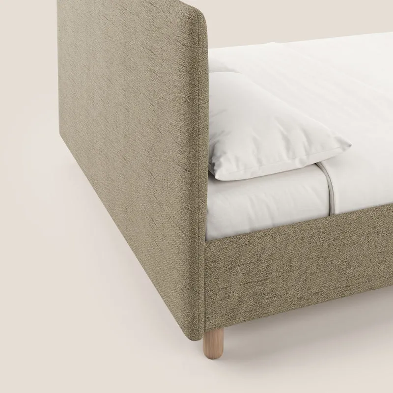 Serena lit coffre scandinave compact en tissu flammé imperméable T03 beige