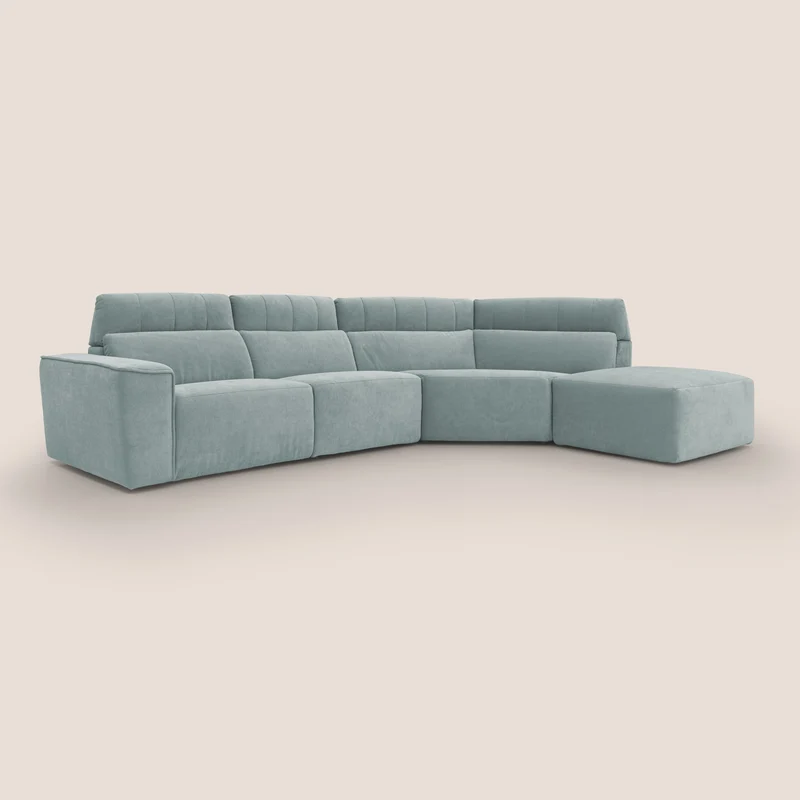 Clark Canapé d'angle avec option relax électrique en tissu imperméable et détachable T17 vert d'eau