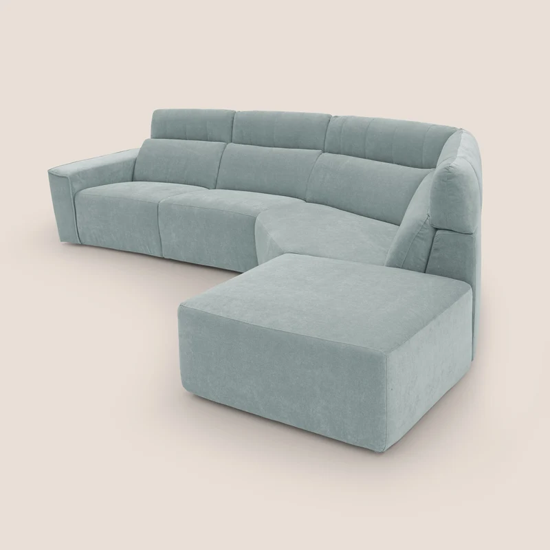 Clark Canapé d'angle avec option relax électrique en tissu imperméable et détachable T17 vert d'eau