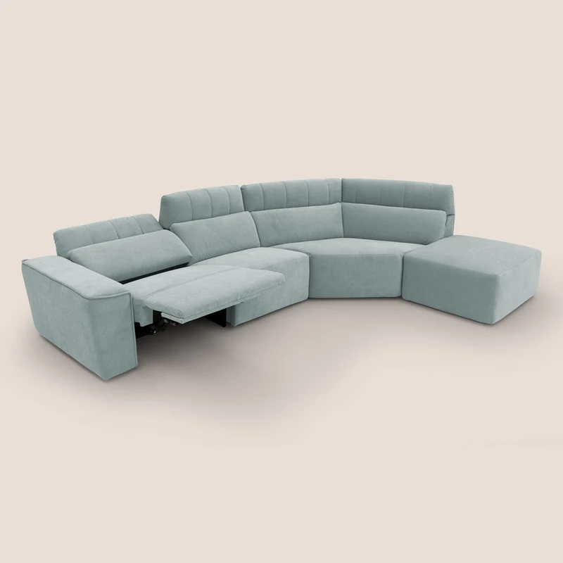 Clark Canapé d'angle avec option relax électrique en tissu imperméable et détachable T17 vert d'eau
