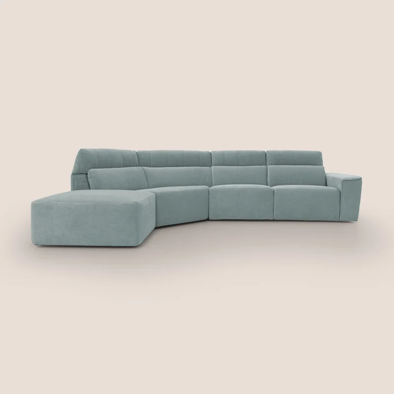Clark Canapé d'angle avec option relax électrique en tissu imperméable et détachable T17 vert d'eau