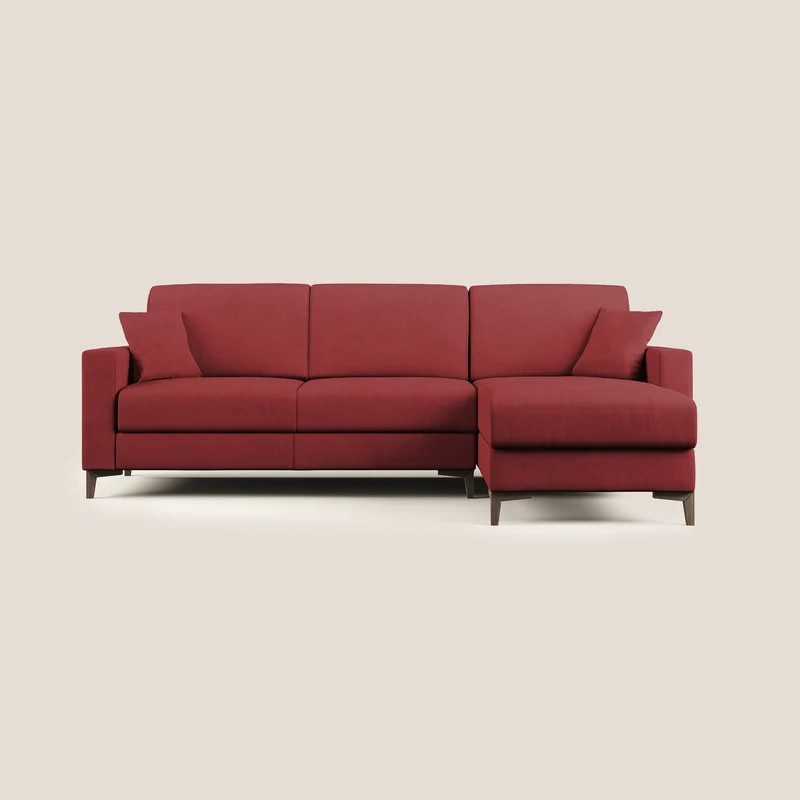 Kafka canapé d'angle convertible en tissu doux imperméable T02 rouge