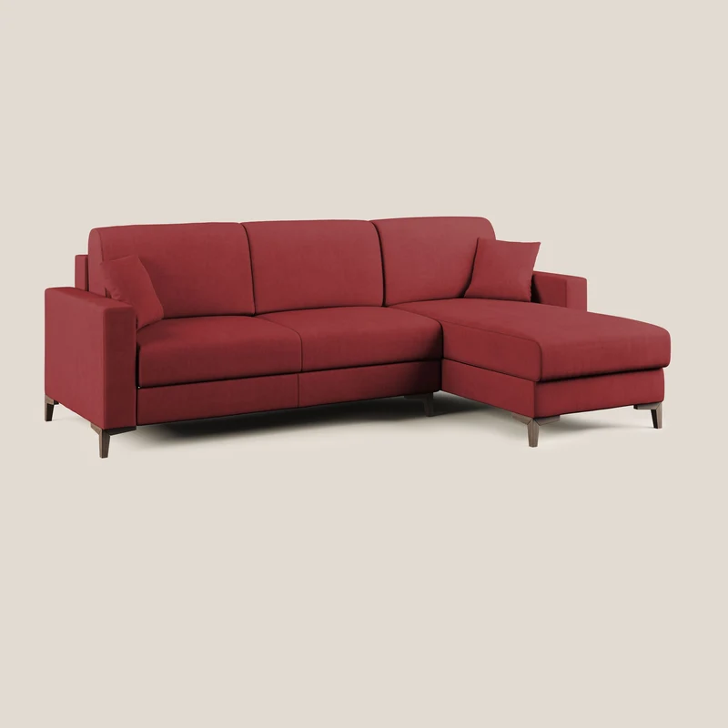 Kafka canapé d'angle convertible en tissu doux imperméable T02 rouge