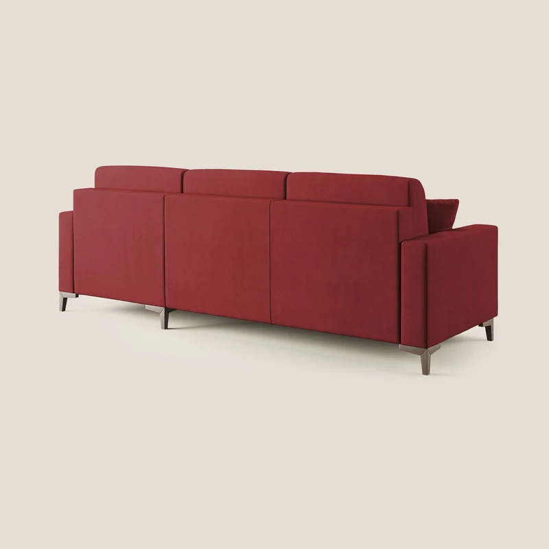 Kafka canapé d'angle convertible en tissu doux imperméable T02 rouge