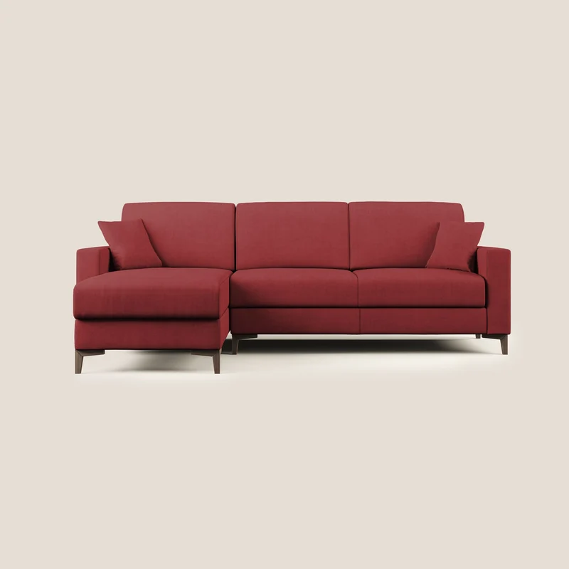 Kafka canapé d'angle convertible en tissu doux imperméable T02 rouge