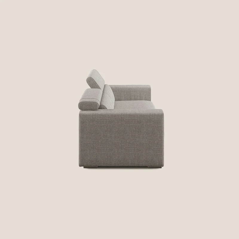 Vegas canapé avec têtières inclinables en tissu doux imperméable T06 Taupe tortora