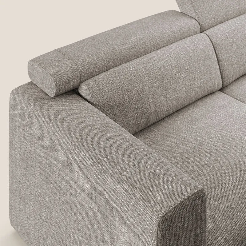 Vegas canapé avec têtières inclinables en tissu doux imperméable T06 Taupe tortora