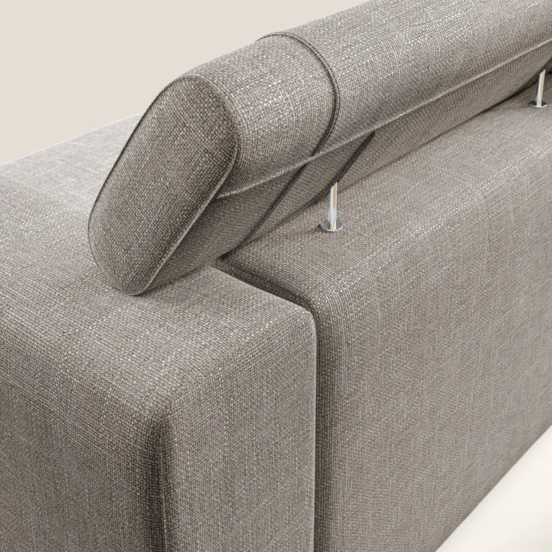Vegas canapé avec têtières inclinables en tissu doux imperméable T06 Taupe tortora