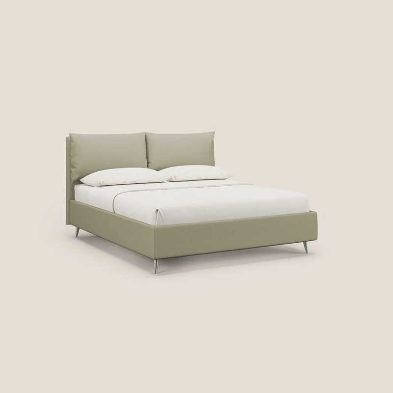 Elsa lit rembourré avec coffre de rangement en tissu détachable T05 crème