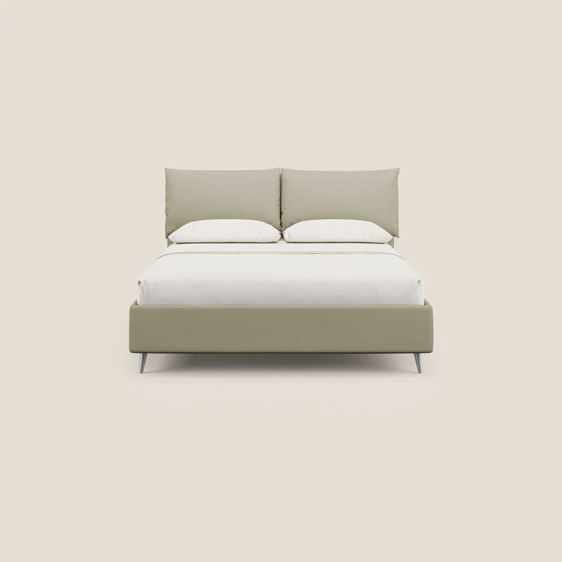 Elsa lit rembourré avec coffre de rangement en tissu détachable T05 crème