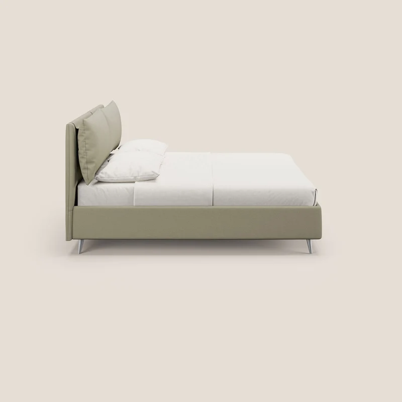 Elsa lit rembourré avec coffre de rangement en tissu détachable T05 crème