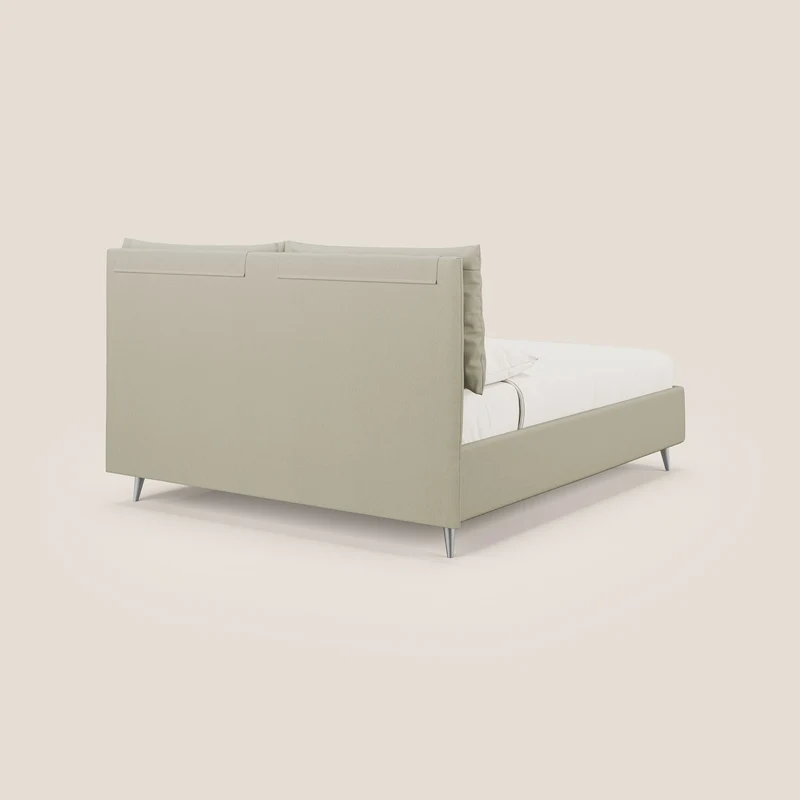 Elsa lit rembourré avec coffre de rangement en tissu détachable T05 crème