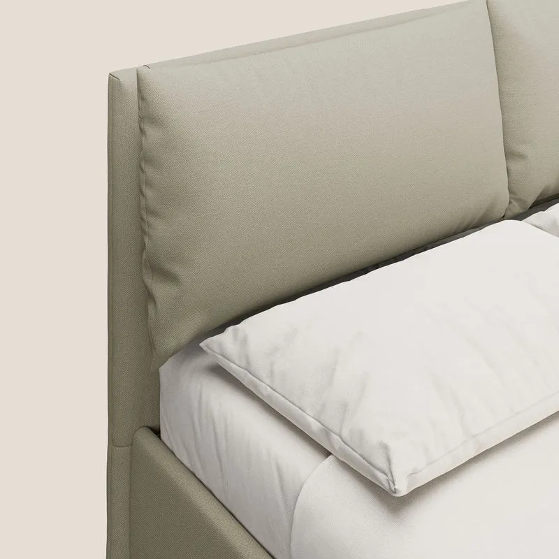 Elsa lit rembourré avec coffre de rangement en tissu détachable T05 crème