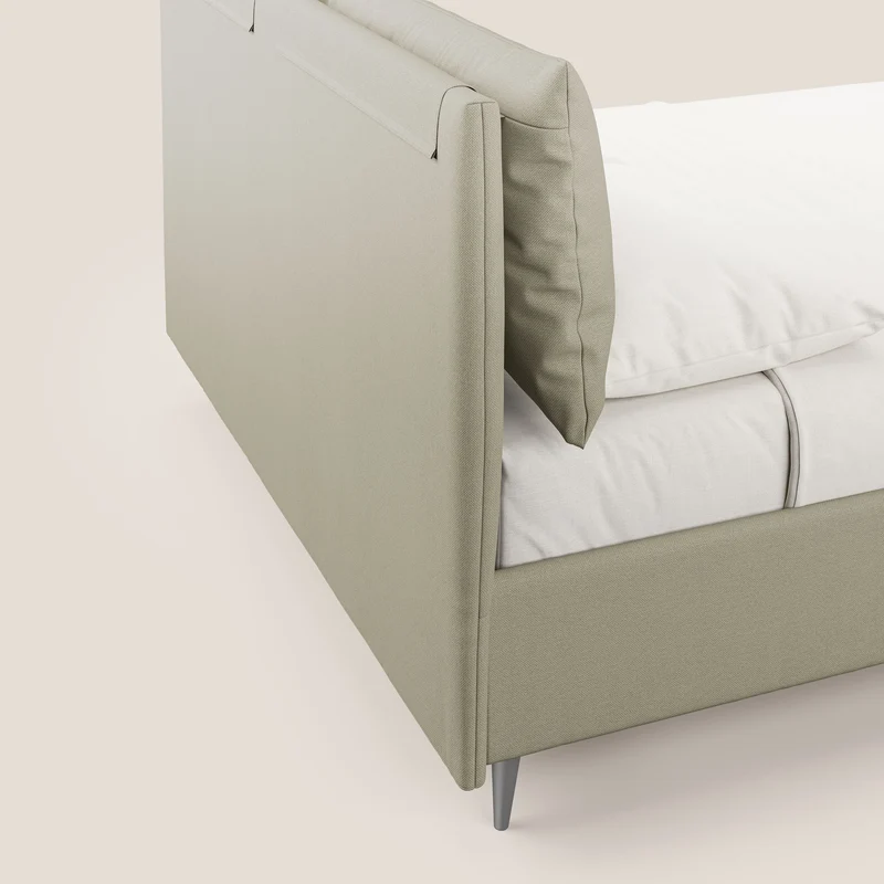 Elsa lit rembourré avec coffre de rangement en tissu détachable T05 crème
