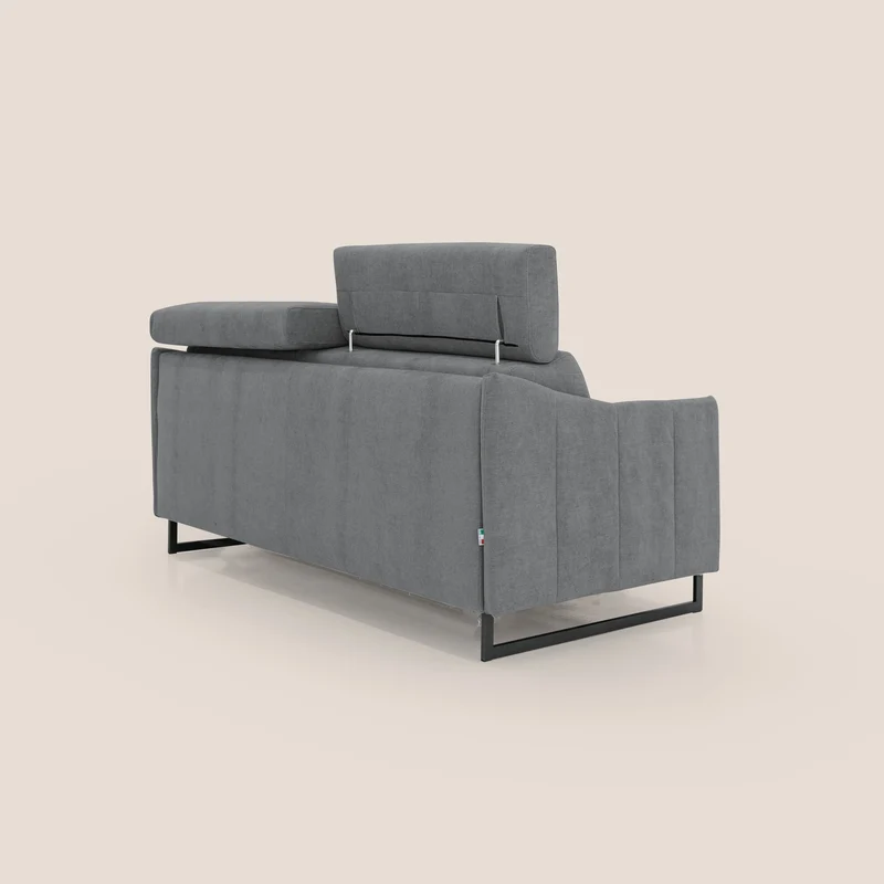 Loto canapé convertible compact avec matelas H 18cm et pieds hauts en tissu imperméable T14 gris